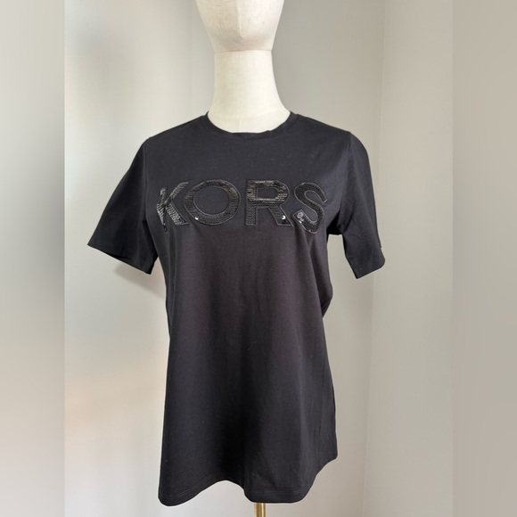 Michael Kors Tops - NWT Michael Kors women’s black logo tshirt size small